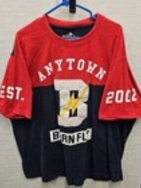 Bornfly Any Town Est 2002 Embroidered T-Shirt Size 4XL Heavy Red & Blue Shirt